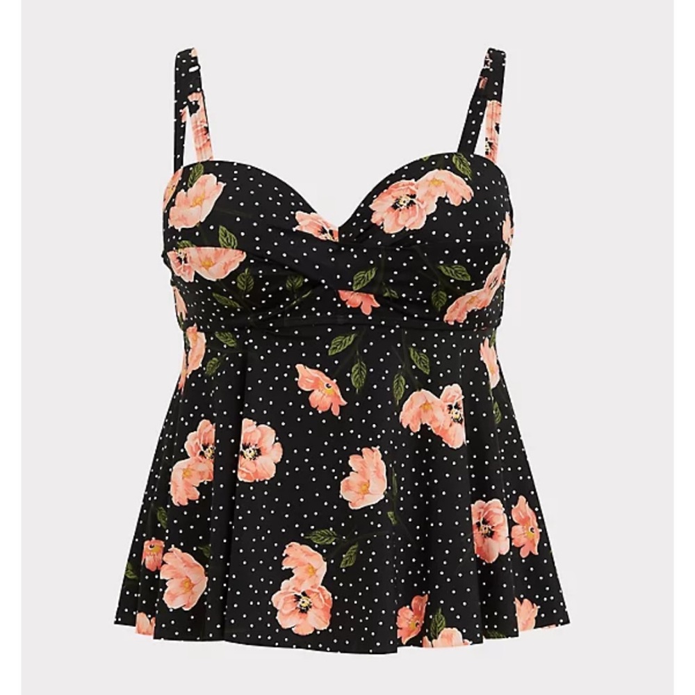 Torrid Black Floral Swim Top - Picture 7 of 7